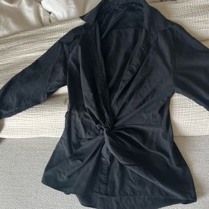 Zara black twist button down XS